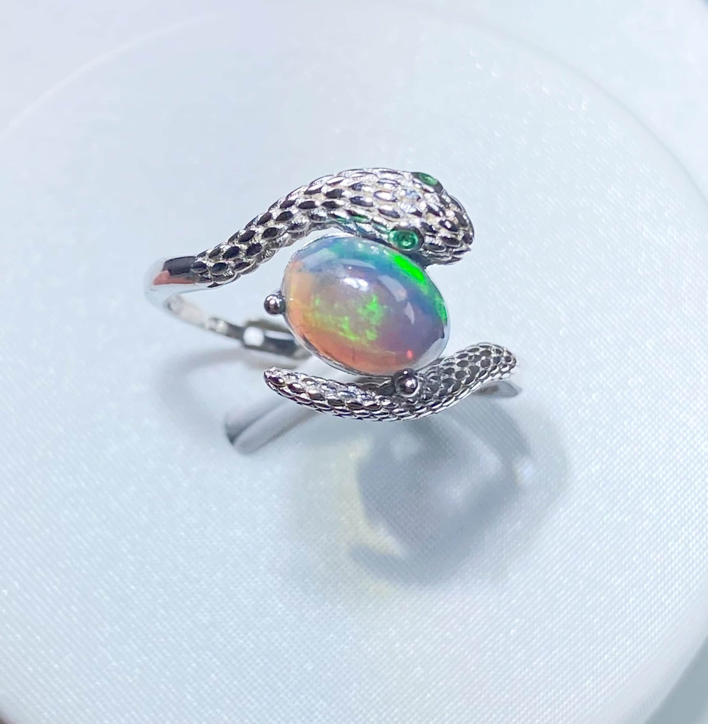 Sterling Silver Ethiopian Opal Adjustable Ring