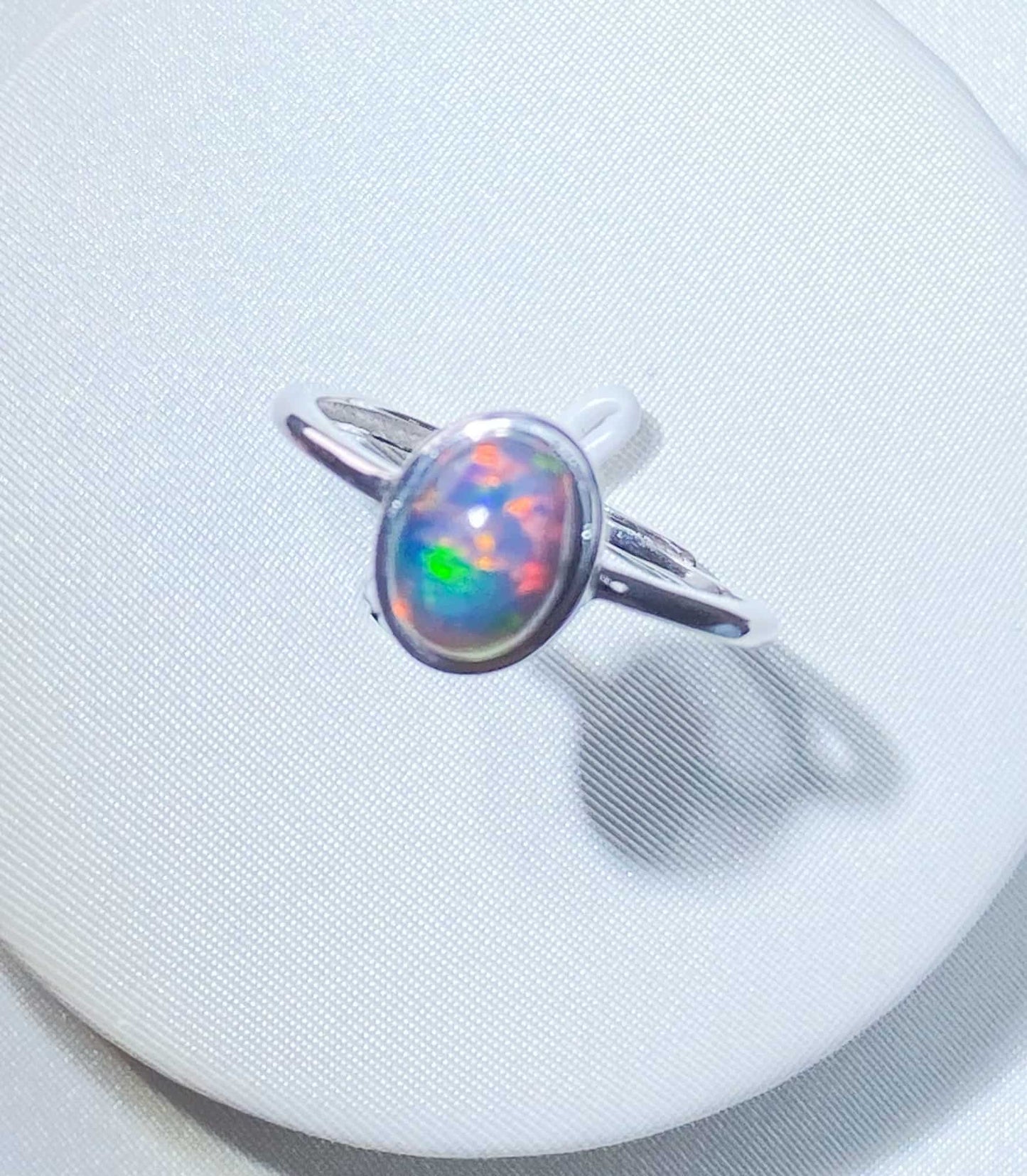Sterling Silver Ethiopian Opal Adjustable Ring