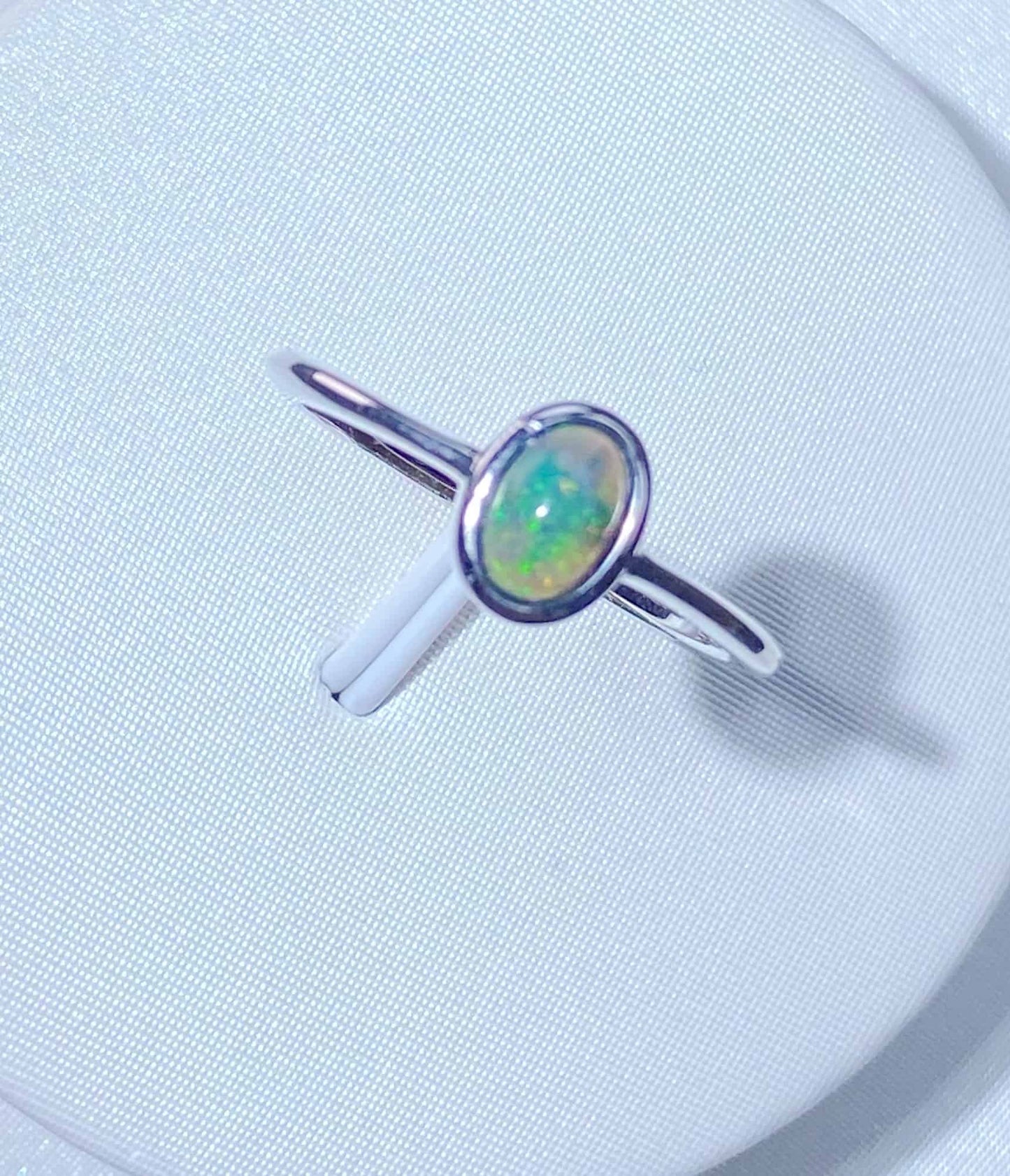 Sterling Silver Ethiopian Opal Adjustable Ring