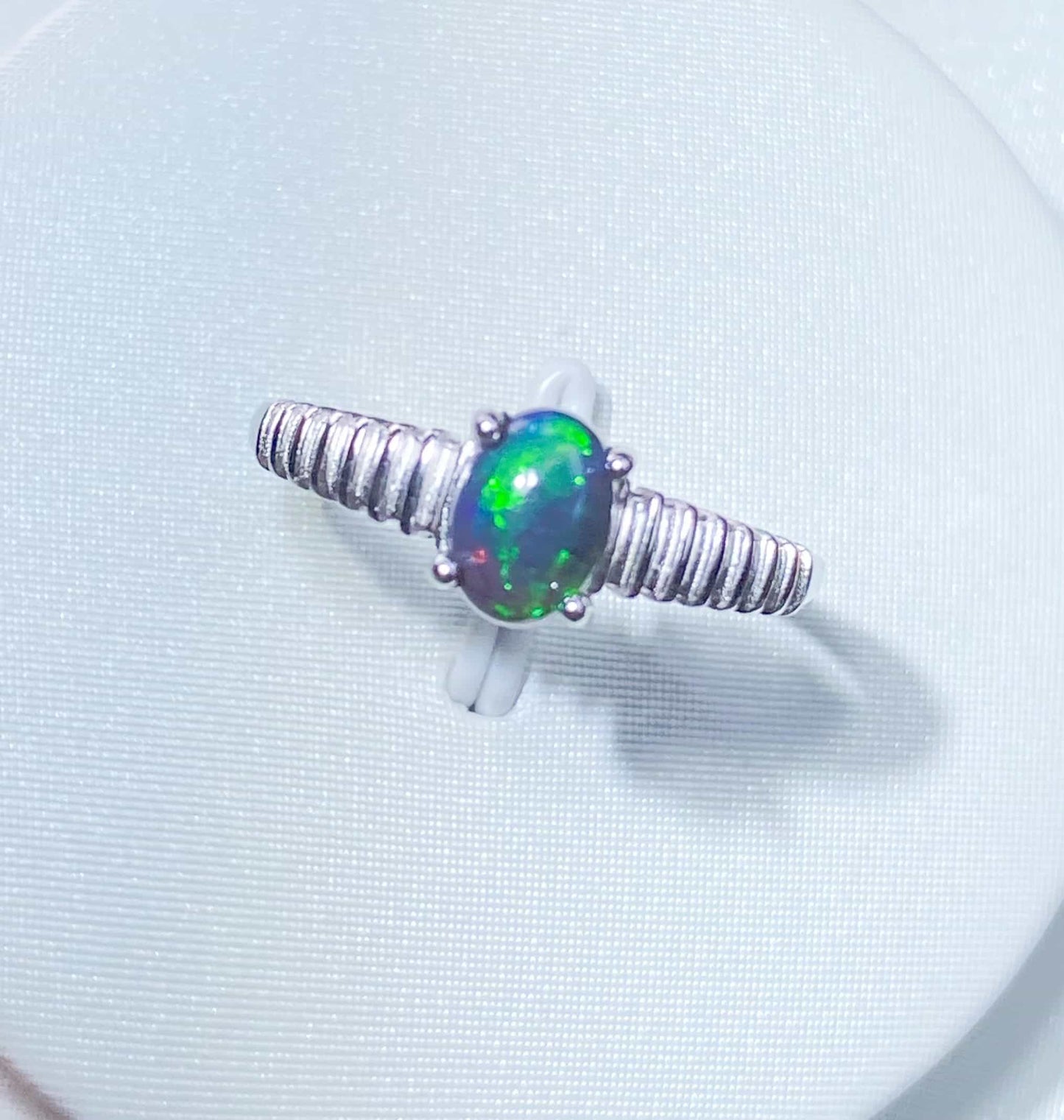 Sterling Silver Ethiopian Opal Adjustable Ring