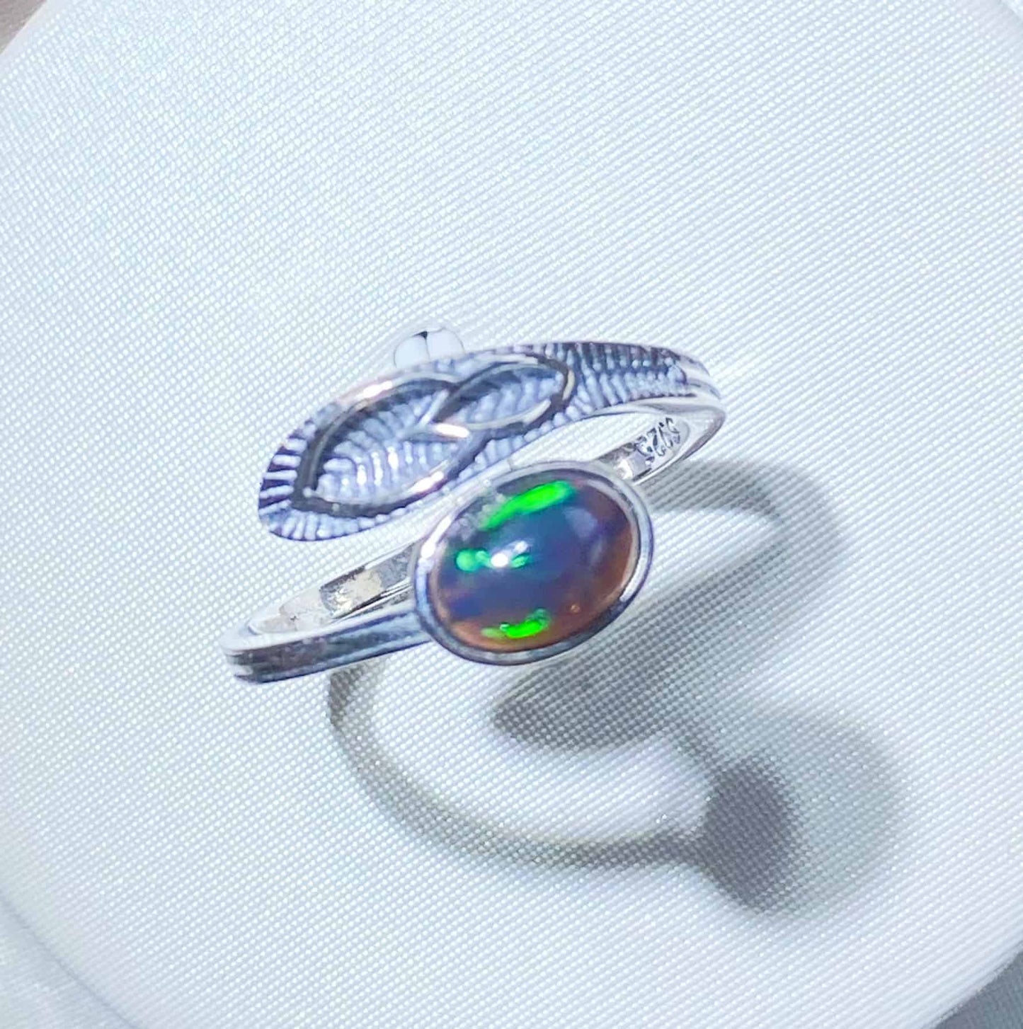 Sterling Silver Ethiopian Opal Adjustable Ring