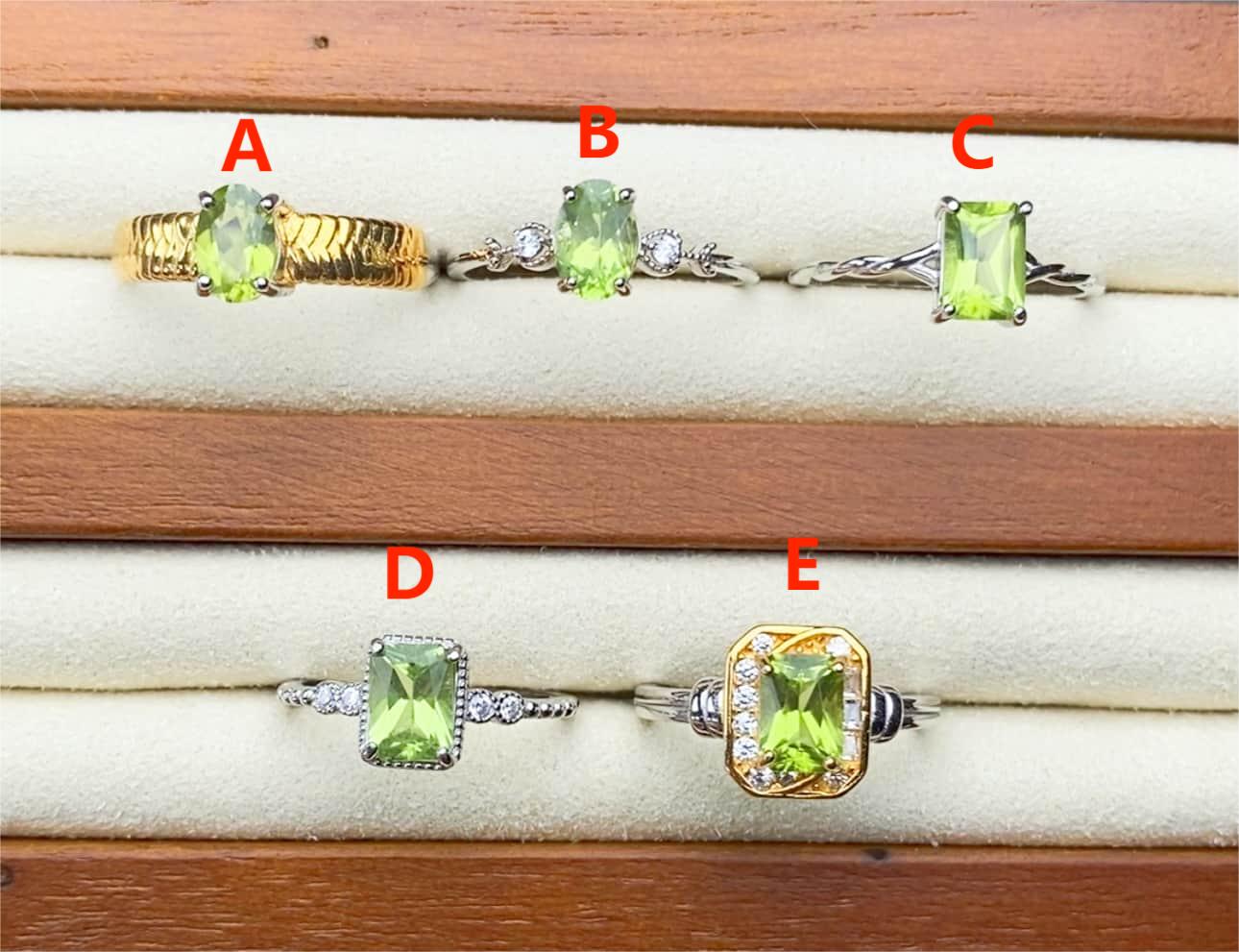 Sterling Silver Peridot Ring Adjustable Silver Gold with Zircon Ring