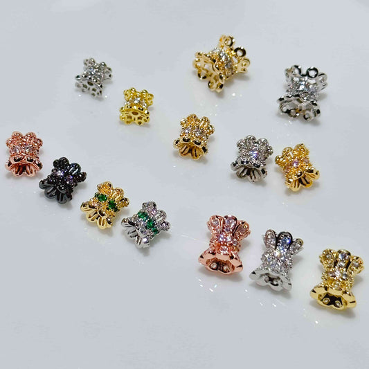 CZ Setting Double Sided Flower Spacer 20k Gold Plated for Women Necklace Bracelet Jewelry Making