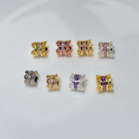 Pave Wave Spacer with CZ Tube Spacer Beads Gold Plated Bracelet Connector Charms Beads for Jewelry Making