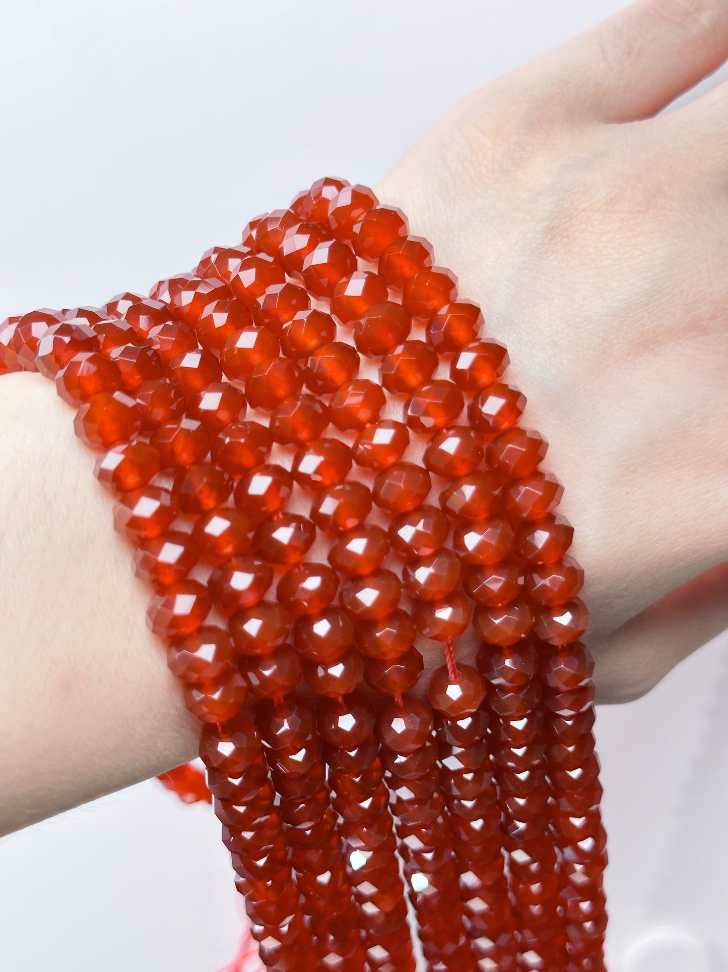 Natrual AA Carnelian Bead Strand DIY Beaded Rhoundelle Faceted 8mm