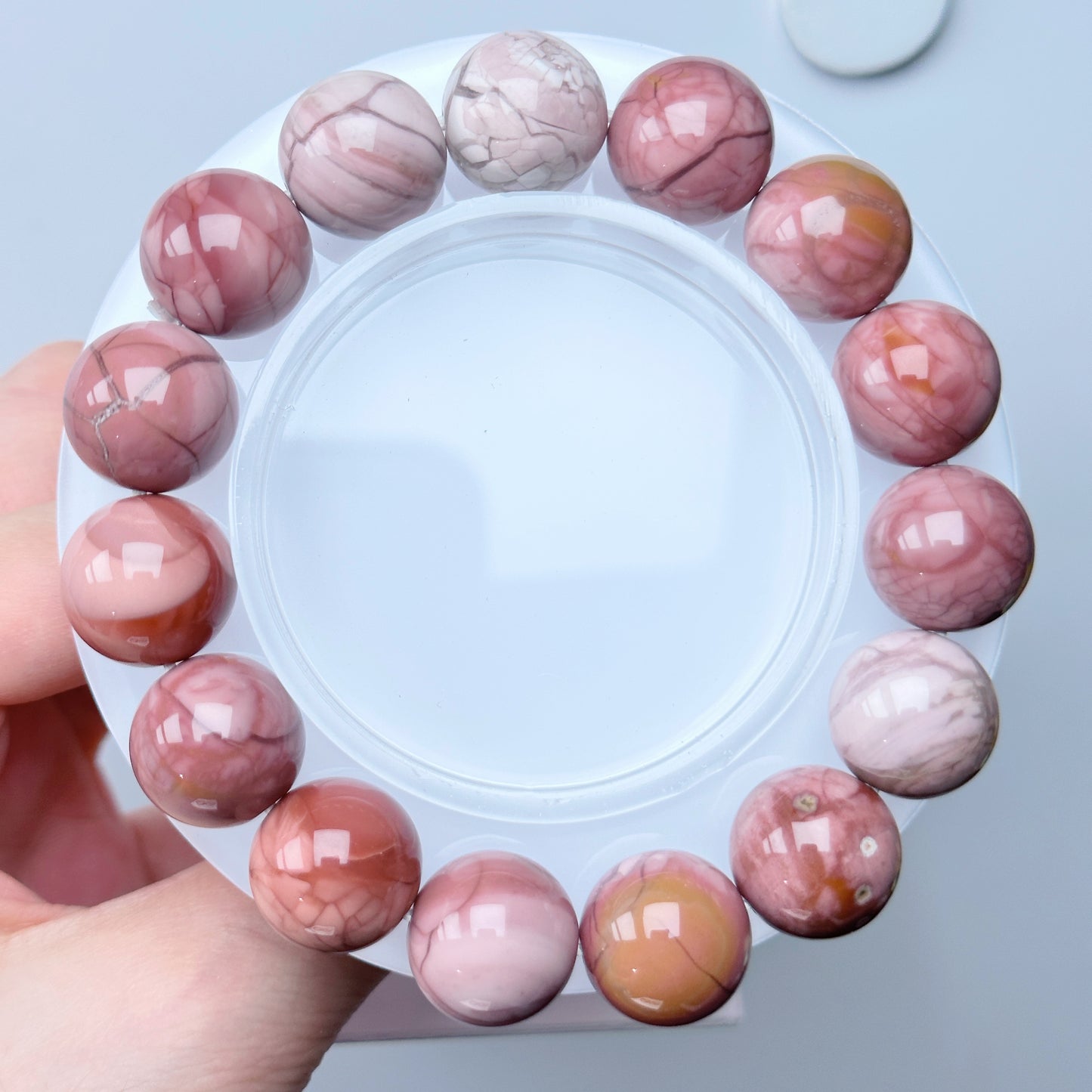 STUNNING! High Quality Orange/Pinky Alashan Agate Bracelet 12mm-14mm