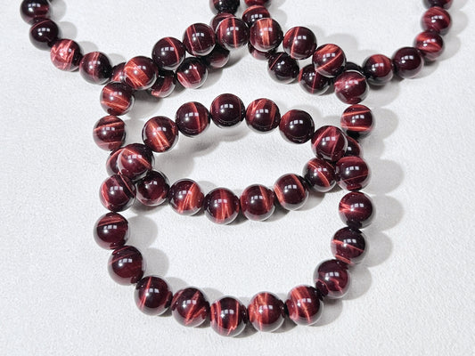 BEST! Collective Grade Red Tigers Eye Beaded Bracelet 8-16mm strong flash for women and men