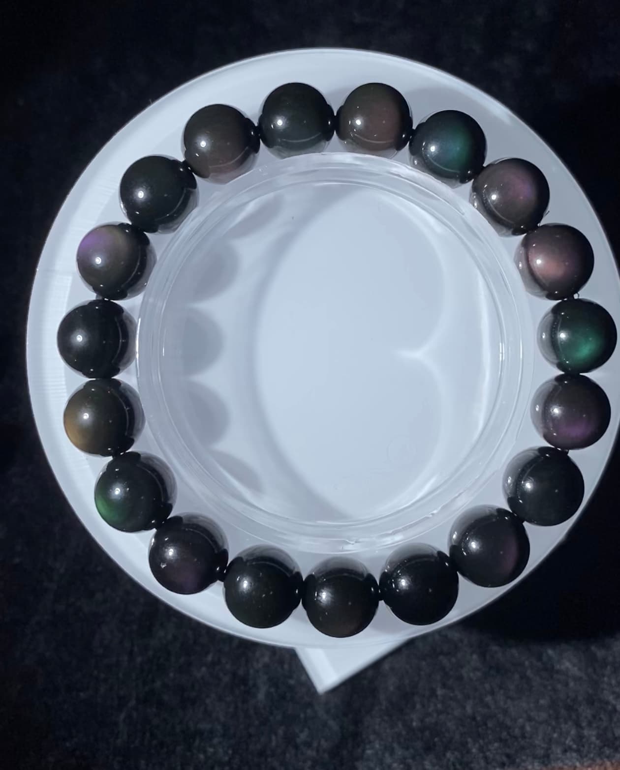 Highest! AAAAA Grade Natural Obsidian Rainbow/Black/Silver/Gold Beaded Bracelet for Men and Women