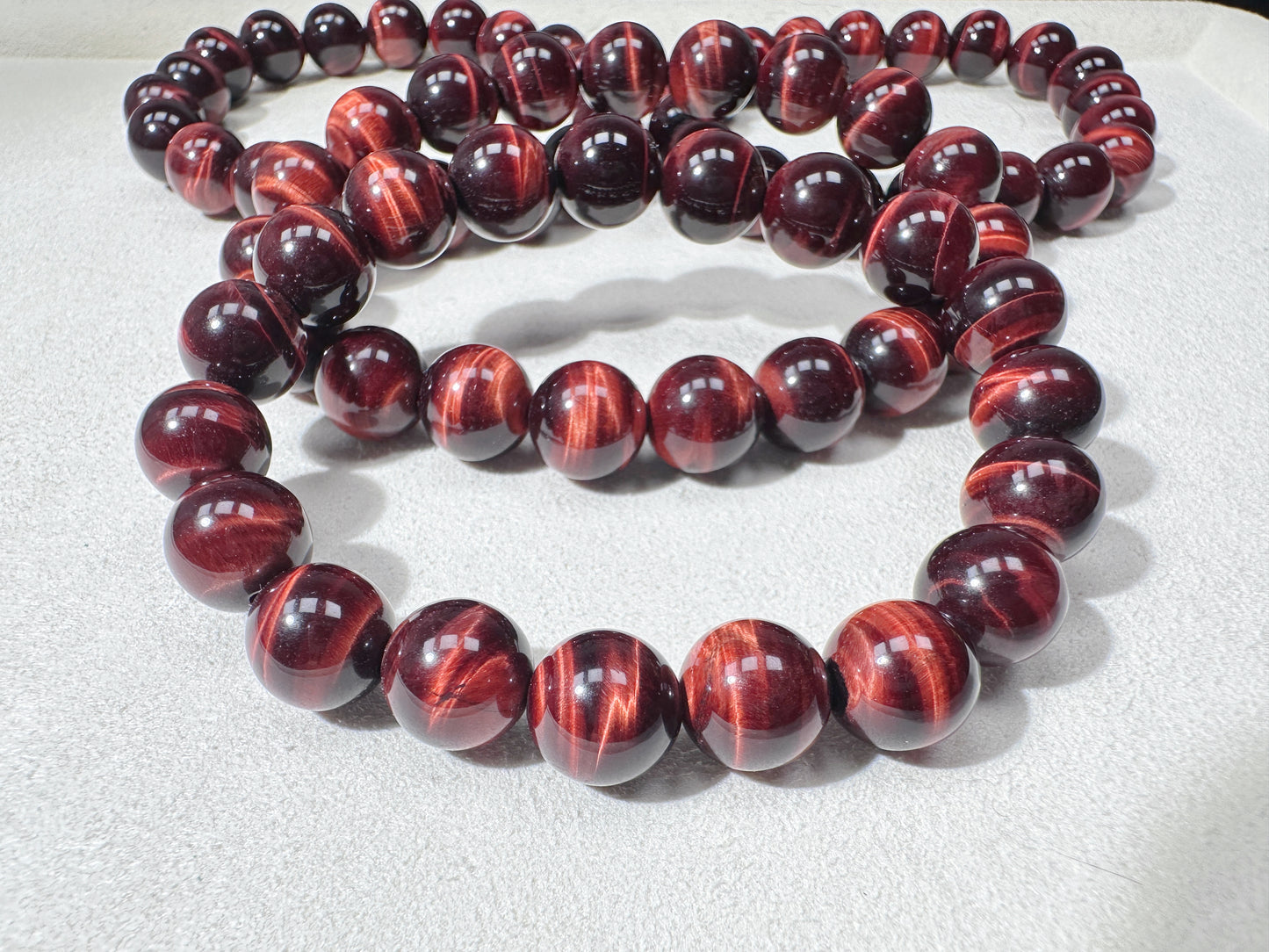 BEST! Collective Grade Red Tigers Eye Beaded Bracelet 8-16mm strong flash for women and men