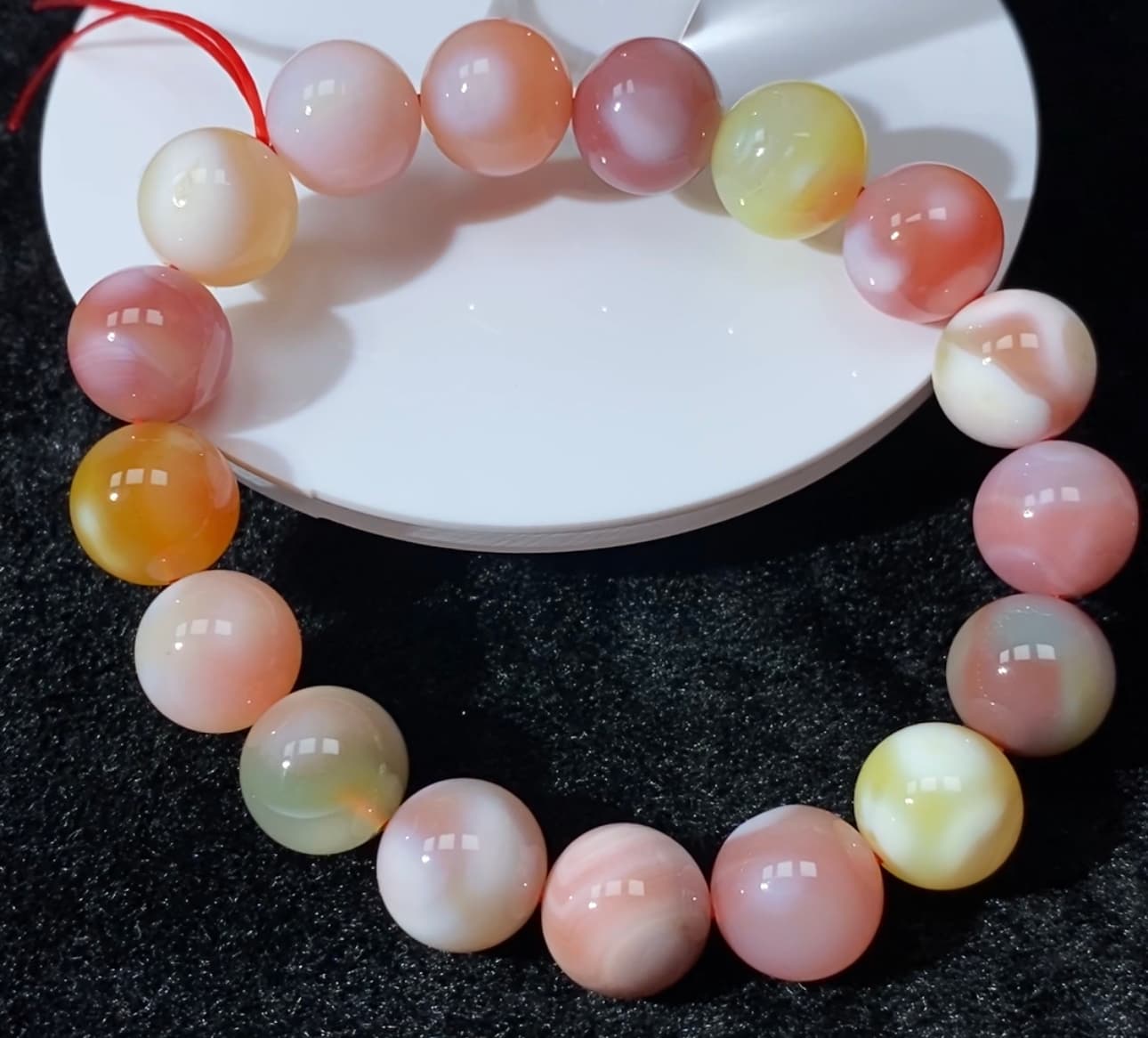 Collection Grade Milky Yanyuan Agate Beaded Bracelet 11-13mm Candy Yanyuan Bead for Women and Men